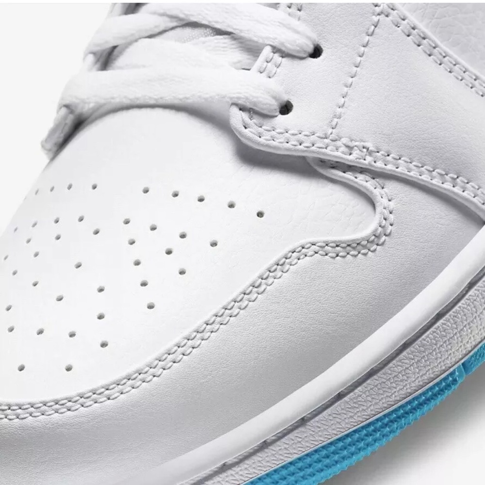 Nike Air Jordan 1 Mid Men’s White/Laser Blue-Black - Picture 5 of 12